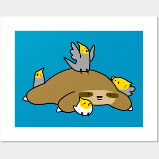 Sloth and Cockatiel Posters and Art